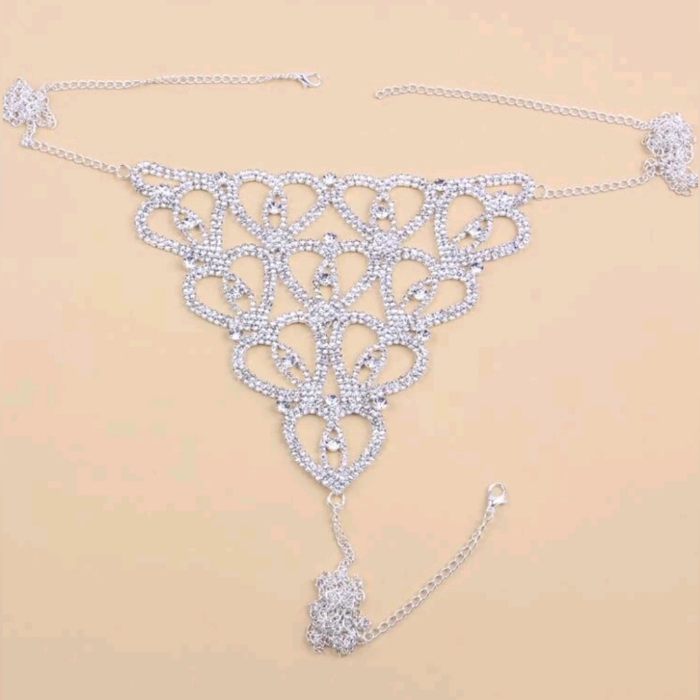 BNWOT Rhinestone Bra & Thong Set - One Size - Picture 2 of 2